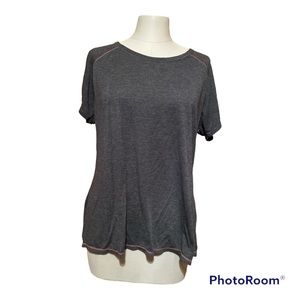 AVIA charcoal T-shirt with pink stitching on sleeves Size XXL